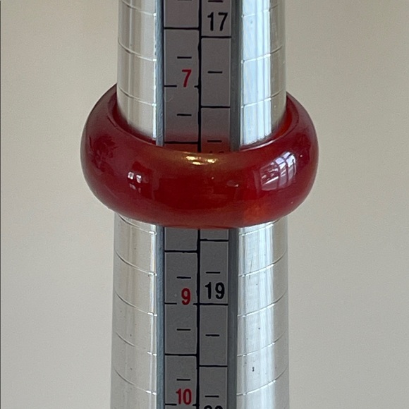 Genuine Red Jade Ring With Mabe Pearl In 925 Sterling Silver Bezel Setting - Picture 16 of 16